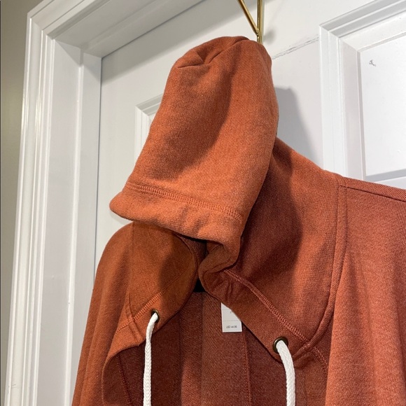 NWT Aerie oversized fleece hoodie Open front poncho cardigan M/L burnt orange - Picture 7 of 9